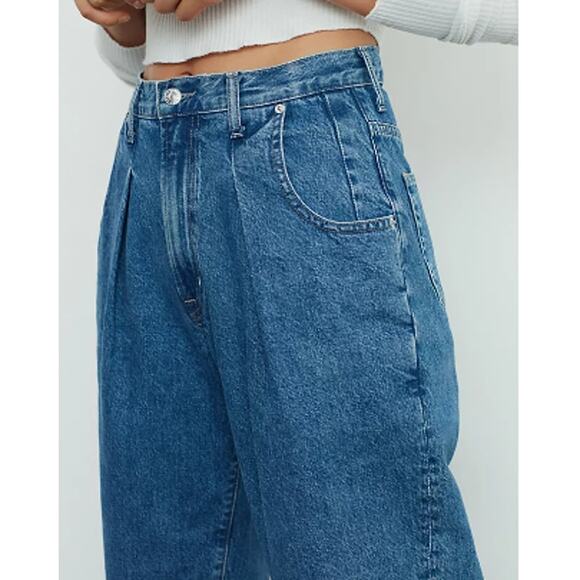 New ~ EDWIN ~ FREE PEOPLE Blake Ultra High-Rise Pleated Slim Jeans Size 28 - Picture 8 of 9